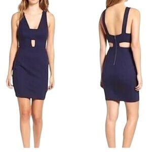 ASTR The Label Cutout Mini‎ Bodycon Dress Navy Blue Extra Small